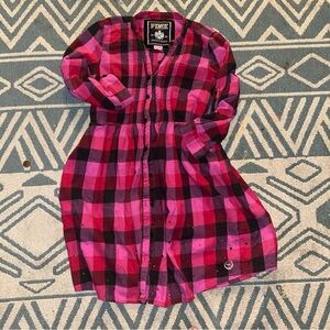 Pink vs plaid dress 3/4 sleeve button down xs